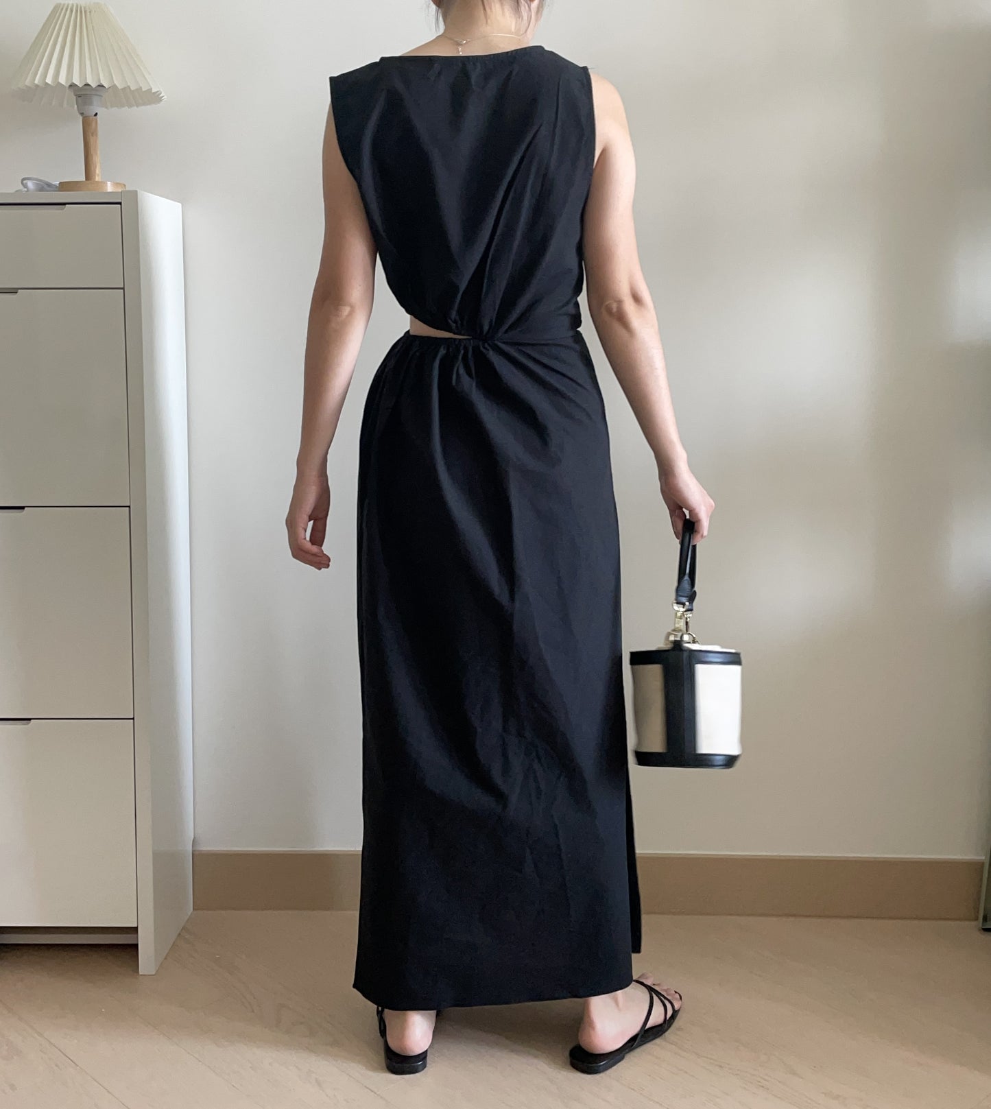 Sleeveless long black dress